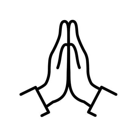 Hands folded in prayer line icon hands folded in prayer vector icon isolated on white backgroundのイラスト素材