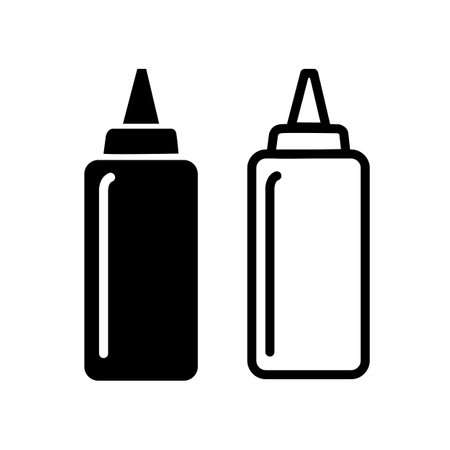 line ketchup and mustard squeeze bottle vector icon illustration isolatedのイラスト素材
