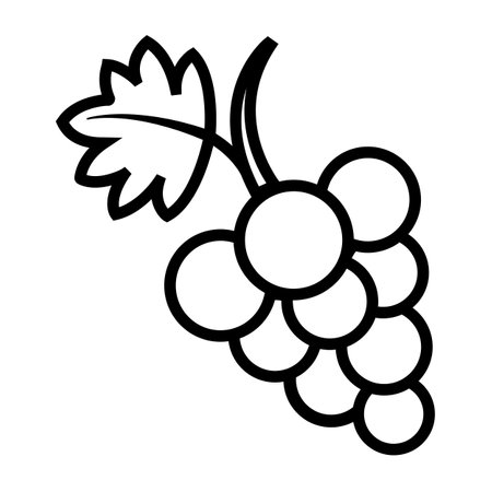 line Bunch of grapes with leaf flat vector icon for food appsのイラスト素材