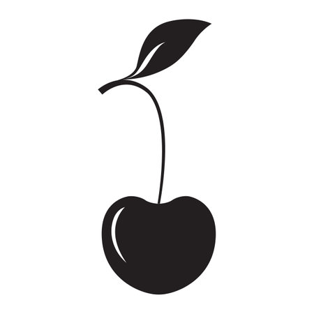 cherry icon silhouette fruit natural berry isolated on white vectorのイラスト素材
