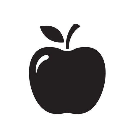 Apple silhouette icon line art style isolated on white background vector illustrationのイラスト素材