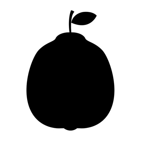 silhouette quince icon fruit and vitamin tropical sign isolated on a white backgroundのイラスト素材
