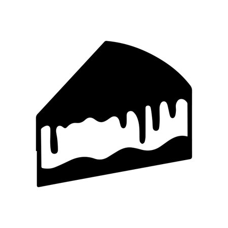 Cake Slice in Vector Black and White bakery Icon isolated