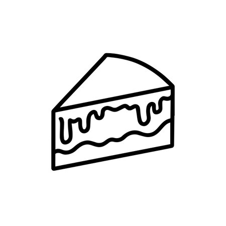 Cake Slice line icon in Vector Black and White bakery Icon isolatedのイラスト素材