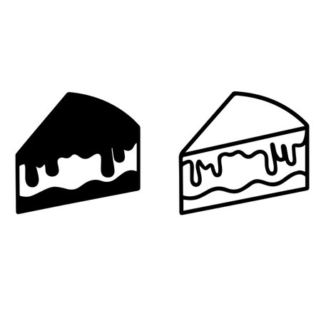 Cake Slice in Vector Style Black and White bakery Icon isolatedのイラスト素材