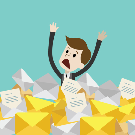 Businessman or manager has a lot of emails.のイラスト素材