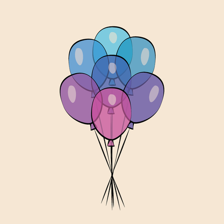 Color glossy balloons. Fun celebration of holidays. Happy birthday.のイラスト素材