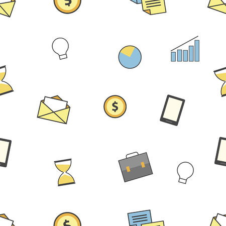 Set of business and finance icons. Seamless pattern backgroundのイラスト素材