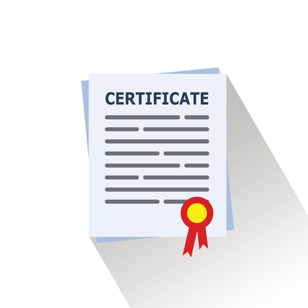 certificate document with red yellow ribbon vector.のイラスト素材
