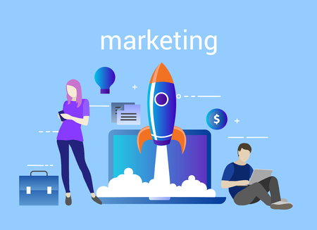 Flat vector illustration. Concept illustration of successfull startupのイラスト素材