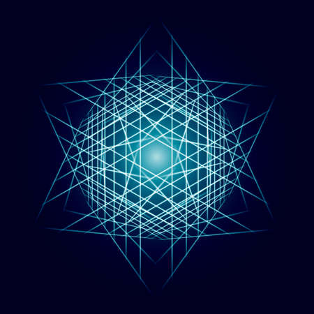 Energy power bright burst star space explosion pattern geometrical abstract light background blue. Vector illustrationのイラスト素材