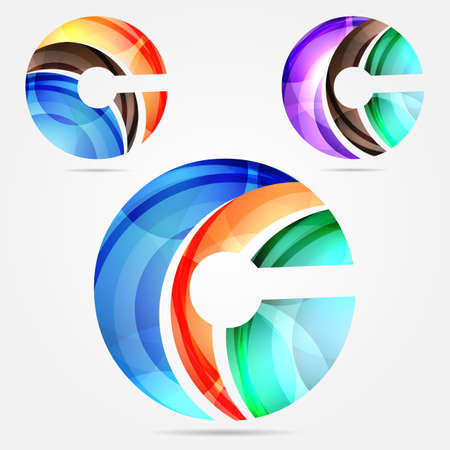 Collection of letter c logos design elements. Business abstract symbol set, flowing overlapping shapes design. Vector illustrationのイラスト素材