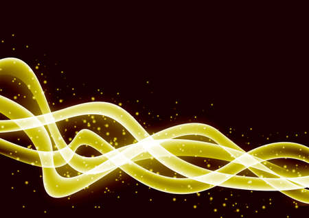 Golden abstract glittering sparkling waves border background. Vector illustrationのイラスト素材