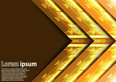 Neon gold arrow abstract background. Vector illustrationのイラスト素材