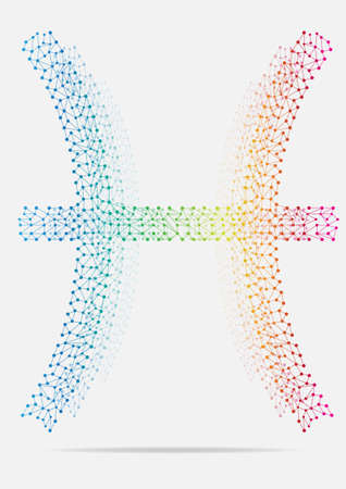 Linked Multicolor Zodiac Pisces. Vector illustrationのイラスト素材