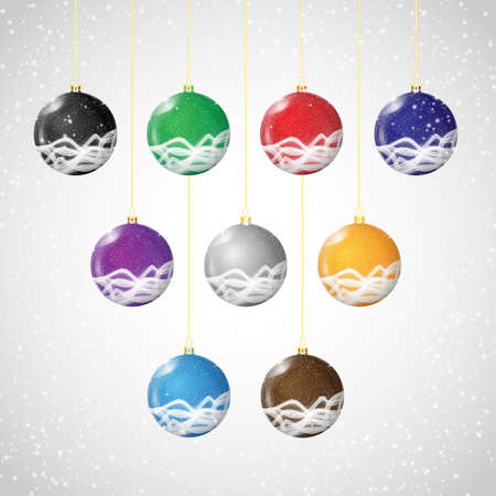 Christmas background with Christmas balls set. Vector Illustrationのイラスト素材