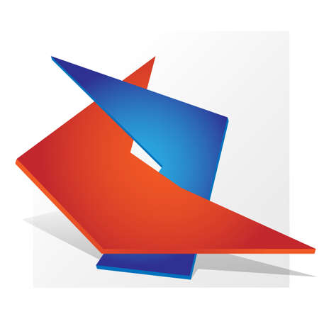 Dual symbol  parthnership paper design red blue. Vector Illustrationのイラスト素材