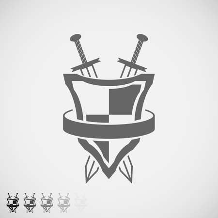 belted shield with swords icon.  Illustrationのイラスト素材
