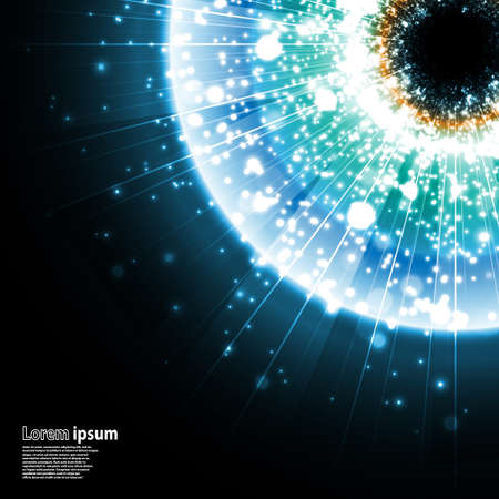 Blue eye explosion on black background. Illustrationのイラスト素材