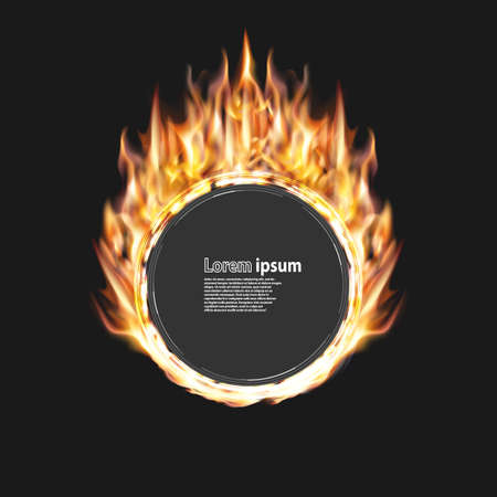 fire party poster abstract layout with circle surrounded by flame luxurious pattern. Vector illustrationのイラスト素材