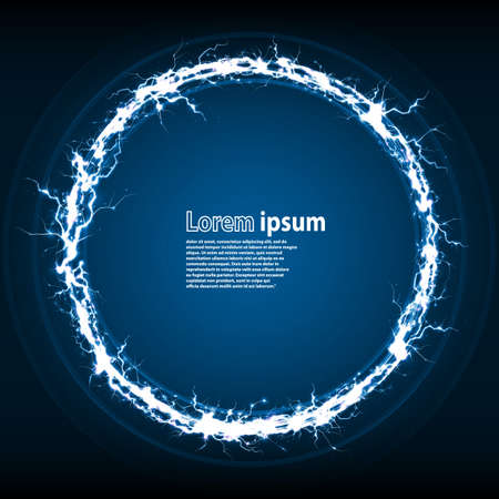 Blue glitter party poster abstract layout with circle frame of lightnings luxurious pattern. Vector illustrationのイラスト素材