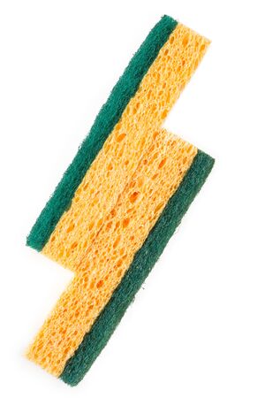 Two kitchen sponges isolated on white. Side viewの写真素材