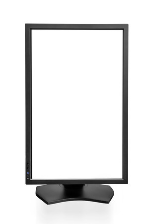 PC monitor in vertical (full page) orientation. Isolated on white, clipping path includedの写真素材