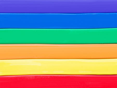 Rainbow plasticine close-up. Abstract macro for texture and backgroundの写真素材