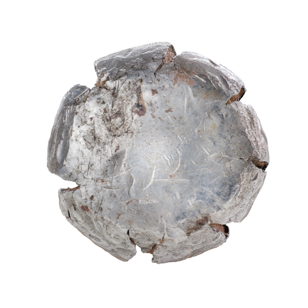 Rough iron spike head macro. On white, clipping path includedの写真素材