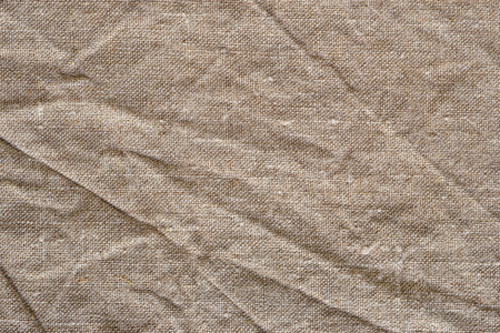 Crumpled rough canvas close up. Texture and backgroundの写真素材