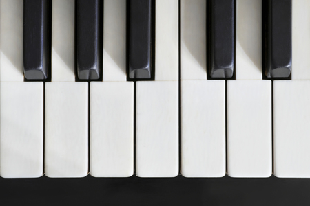 Piano keys close up. Top viewの写真素材
