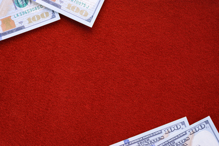Dollars on red felt table. Template and backgroundの写真素材