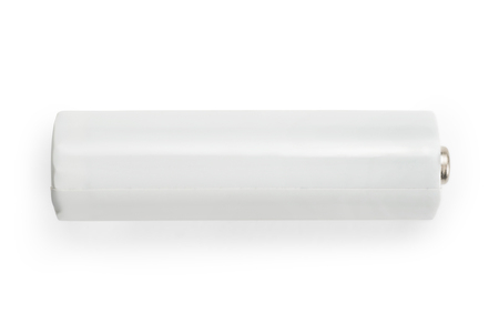 White AA battery with blank case. Isolated on white, clipping path includedの写真素材