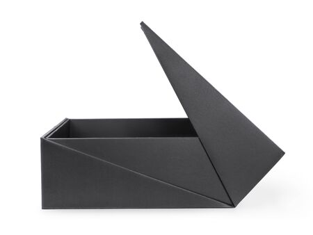 Open large black box side view. Isolated on white, clipping path included