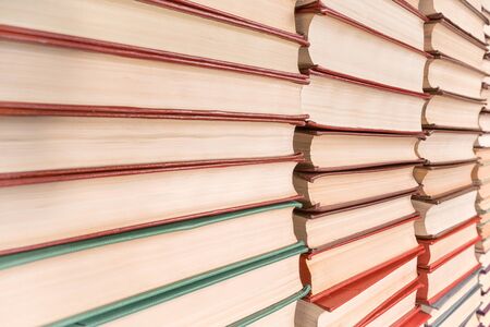 Books pile diminishing perspective view. Texture and backgroundの写真素材