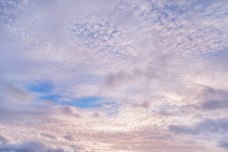 Colored cloudy sky at sunset. Natural texture and background