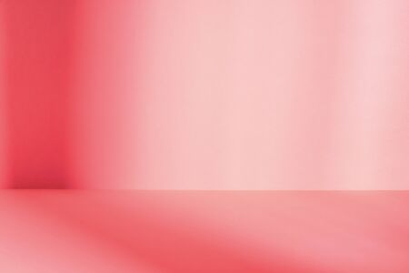 Empty pink studio space with deep windows shadow. Sparse template and background