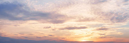 Sunset clouds in the sky. Natural panoramic texture and background