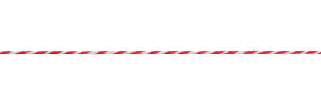 Long straight red and white twisted rope isolated on whiteの写真素材