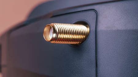 Female SMA connector on the FPV Goggles close up. Selective focusの写真素材