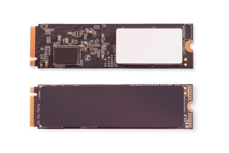 SSD M2 disk front and back view isolated on white with clipping path.