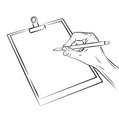 Hand with pen. Vector illustration isolatedのイラスト素材