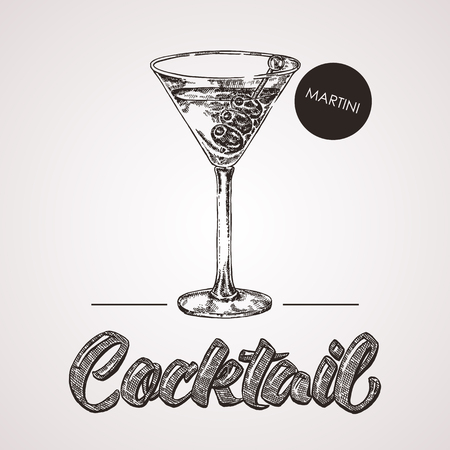 Hand drawn sketch cocktail with text illustration.のイラスト素材