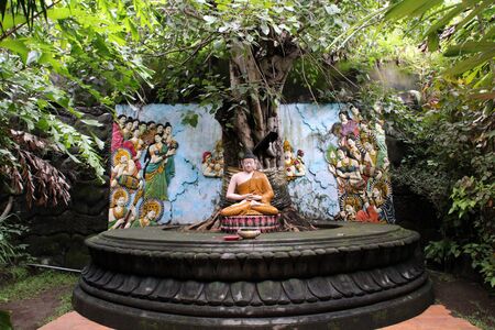 Buddha statue meditating under the Bodhi tree