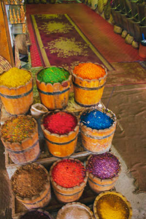 Colorful spice in front of a market in Egyptの写真素材