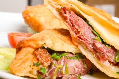 The Local Gourmet Delicious Food; Meat sandwich toastの写真素材