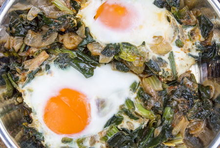 The Spanich fried egg with spices; Turkish Foodの写真素材