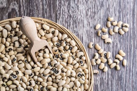 Black-eyed Beans texture background. Cowpea beans. Dried legumes.の写真素材