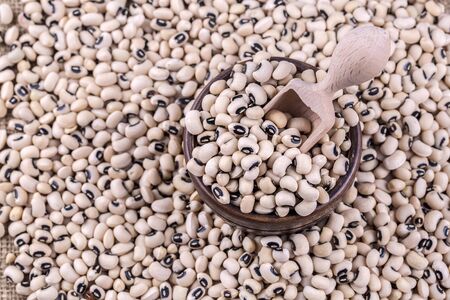 Black-eyed Beans texture background. Cowpea beans. Dried legumes.の写真素材