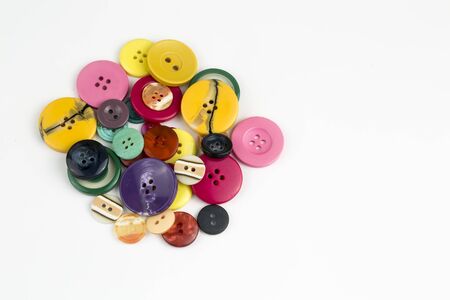 Sewing buttons background. Colorful sewing buttons textureの写真素材